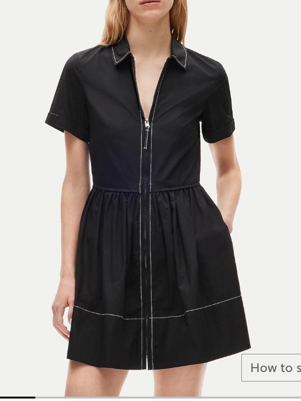 J. Crew MARGARET Black Short-Sleeve Zip Front Mini Dress SIZE 10 NEW